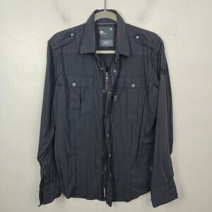 G-Star Raw Gould Comfort Shirt Mens Large Navy Blue‎ Lightweight Military Zip Up
